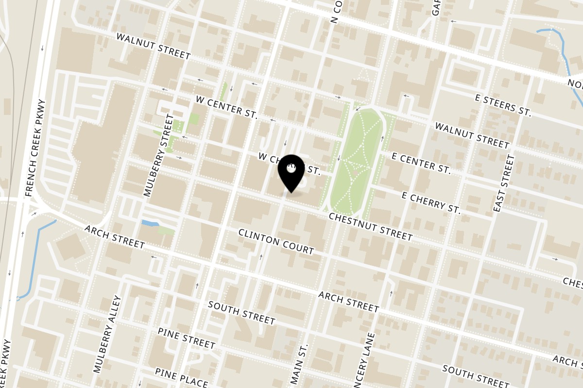 Map showing the location of Julian's Bar & Grill on 299 Chestnut St in Meadville